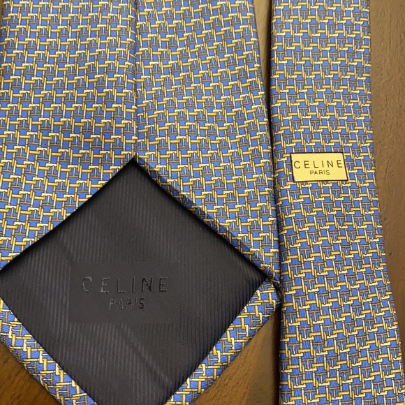 Celine Paris silk blue neck tie - Picture 5 of 5